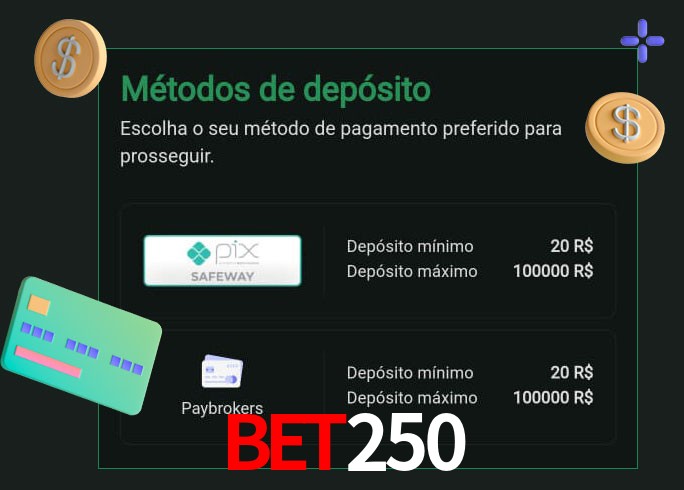 O cassino bet250 oferece uma grande variedade de métodos de pagamento